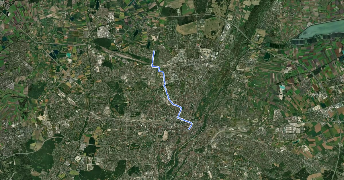 Маршрут Fahrradhauptroute Marienplatz - Lerchenauer See на спутниковом снимке