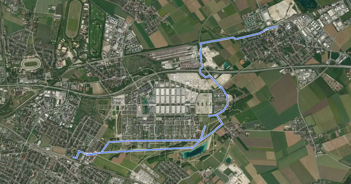 Маршрут Fahrradhauptroute Trudering - Feldkirchen на спутниковом снимке