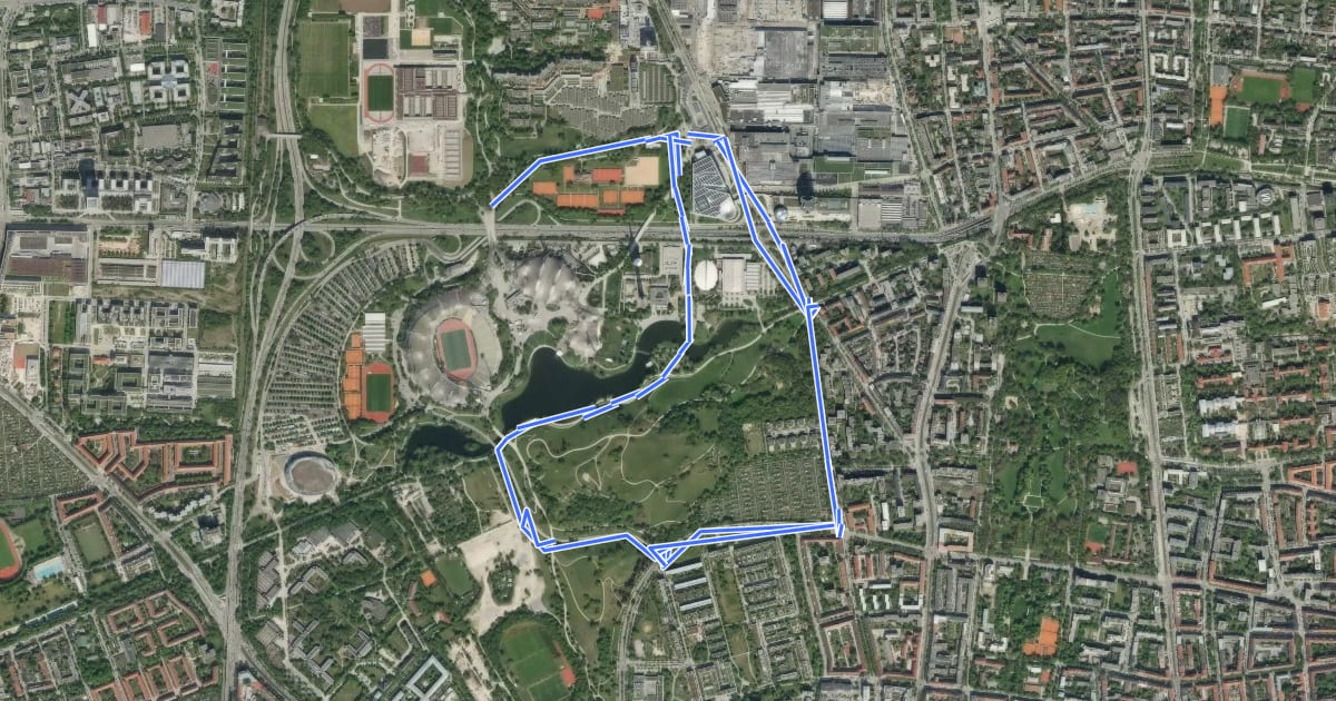 Маршрут Fahrradhauptroute Umfahrungen Olympiapark на спутниковом снимке