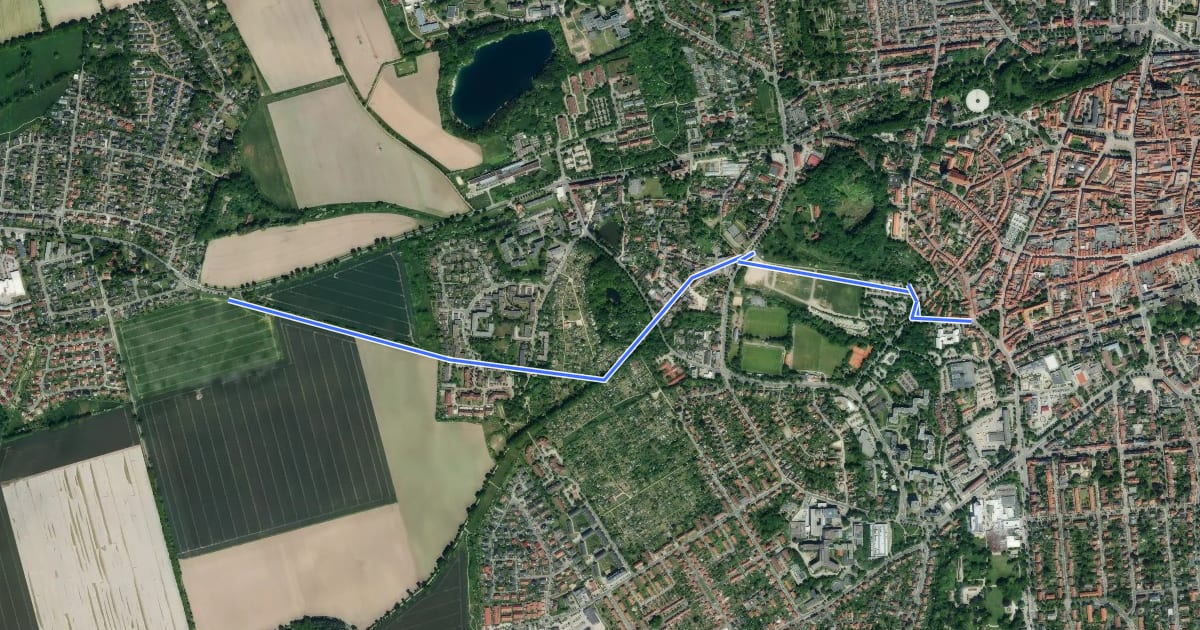 Маршрут Fahrradroute Reppenstedt/Lüneburg Innenstadt на спутниковом снимке