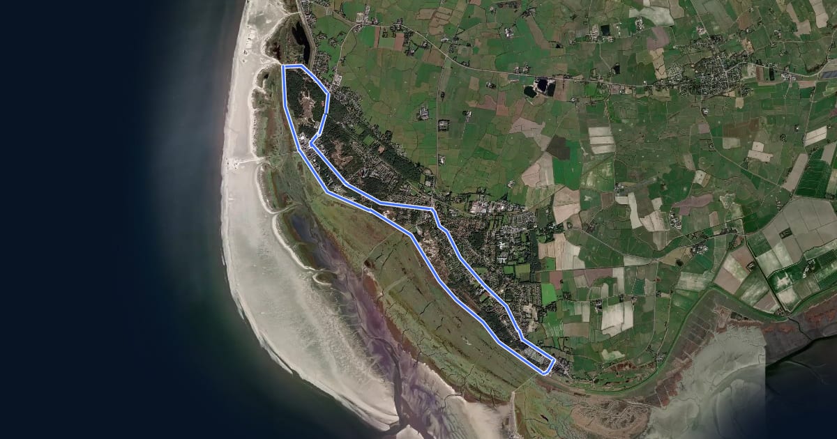 Маршрут Fahrradtour 1 – Rund um St. Peter-Ording на спутниковом снимке