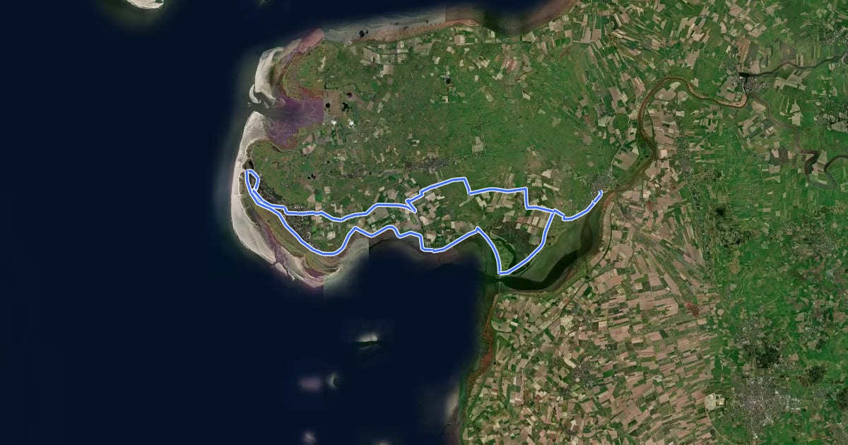 Маршрут Fahrradtour 3 – Nationalpark Wattenmeer на спутниковом снимке