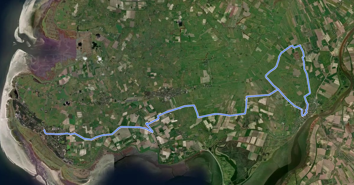 Маршрут Fahrradtour 9 – Historisches Eiderstedt на спутниковом снимке