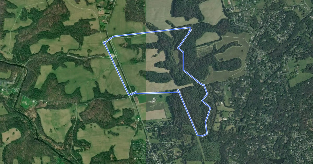 Маршрут Fair Hill Blue Trail на спутниковом снимке