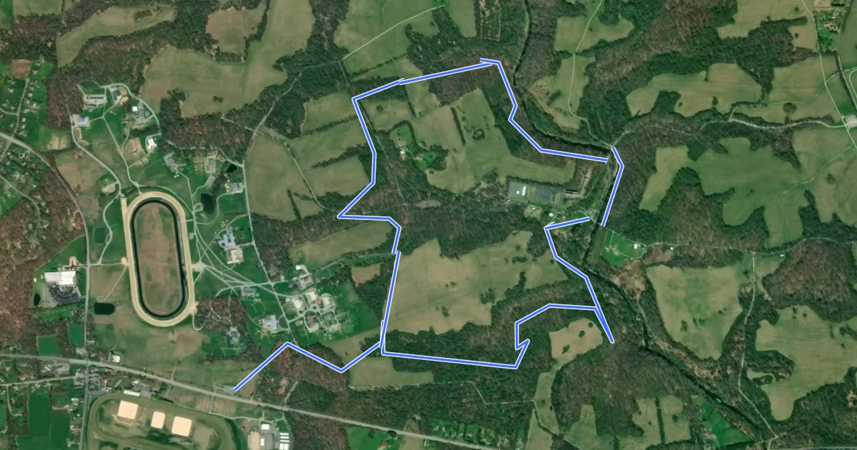 Маршрут Fair Hill Orange Trail на спутниковом снимке