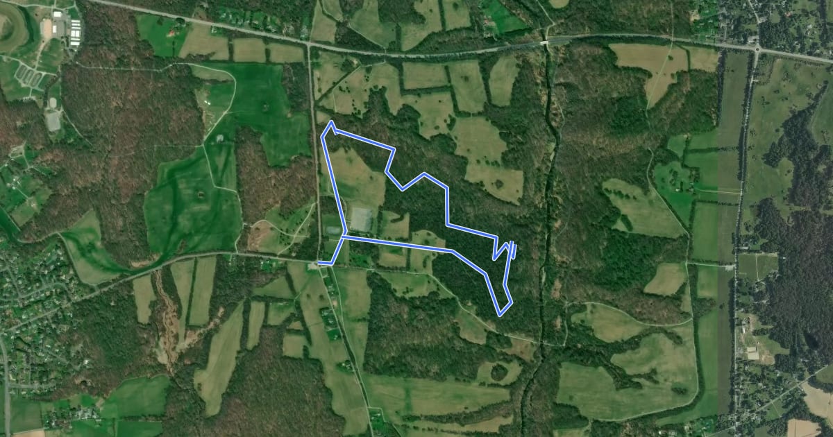 Маршрут Fair Hill Purple Trail на спутниковом снимке