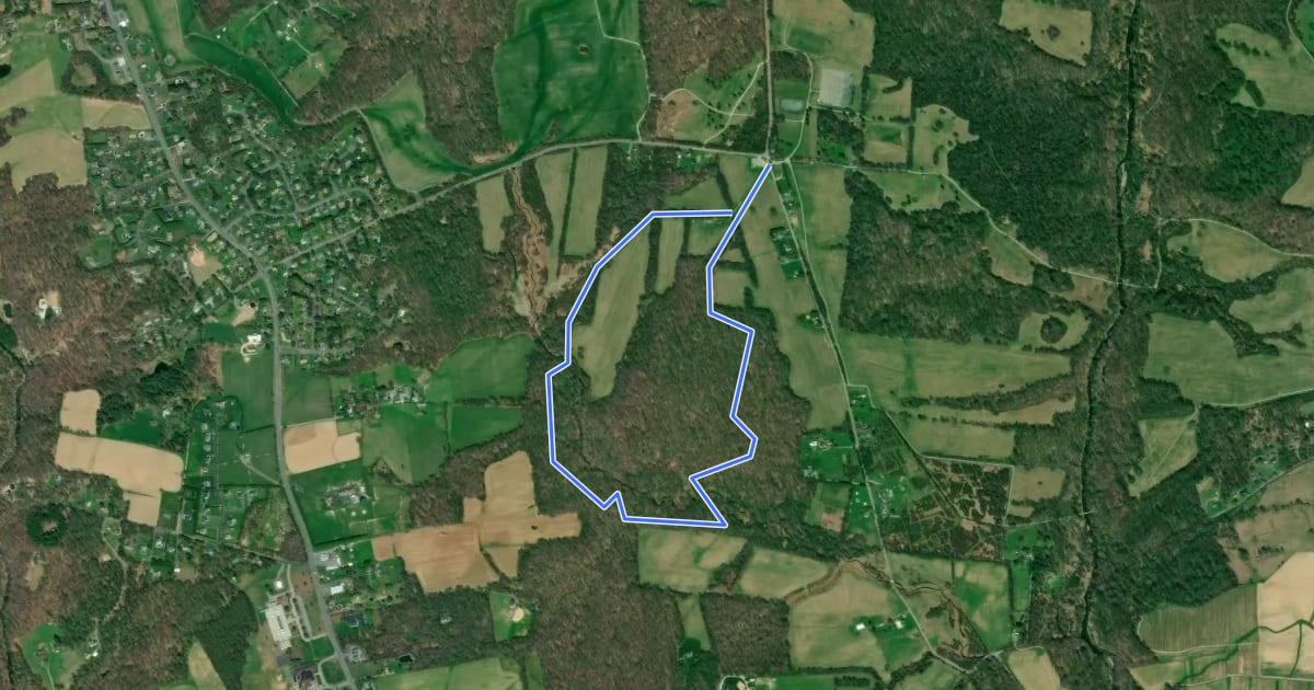 Маршрут Fair Hill Red Trail на спутниковом снимке