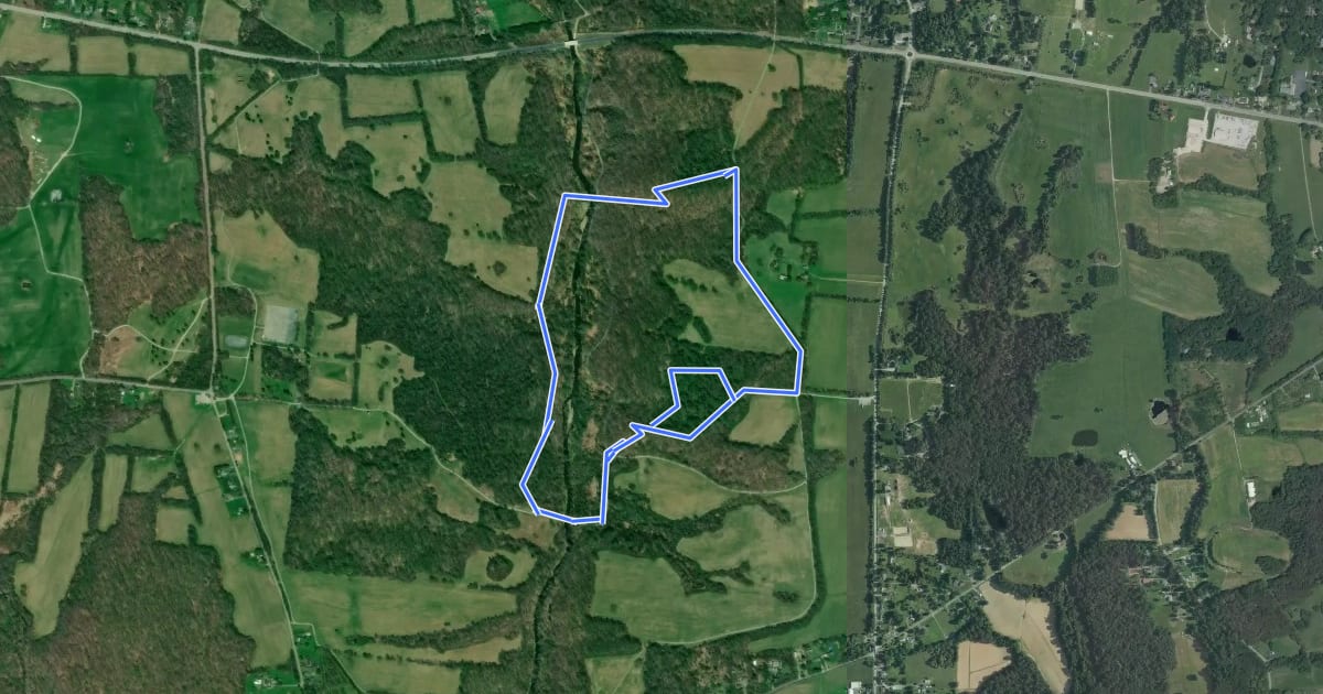 Маршрут Fair Hill Yellow Trail на спутниковом снимке
