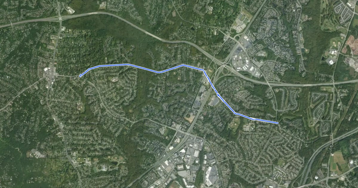 Маршрут Fairland Rd на спутниковом снимке
