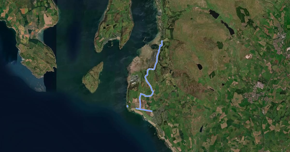 Маршрут Fairlie to Seamill Cycle Route на спутниковом снимке