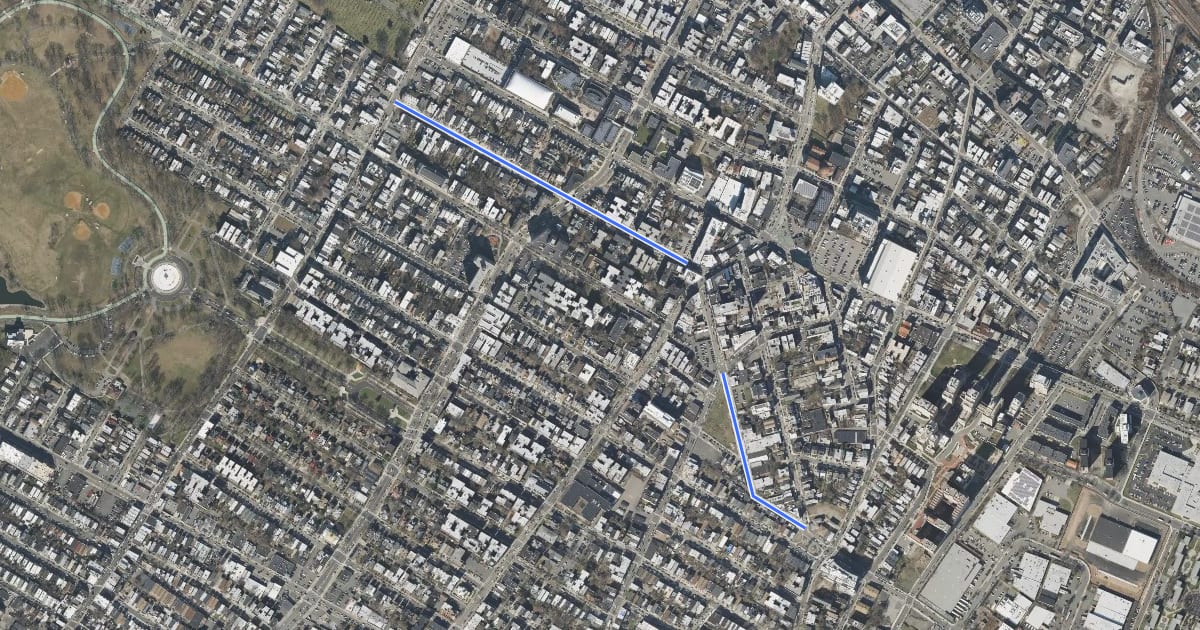 Маршрут Fairmount Avenue на спутниковом снимке