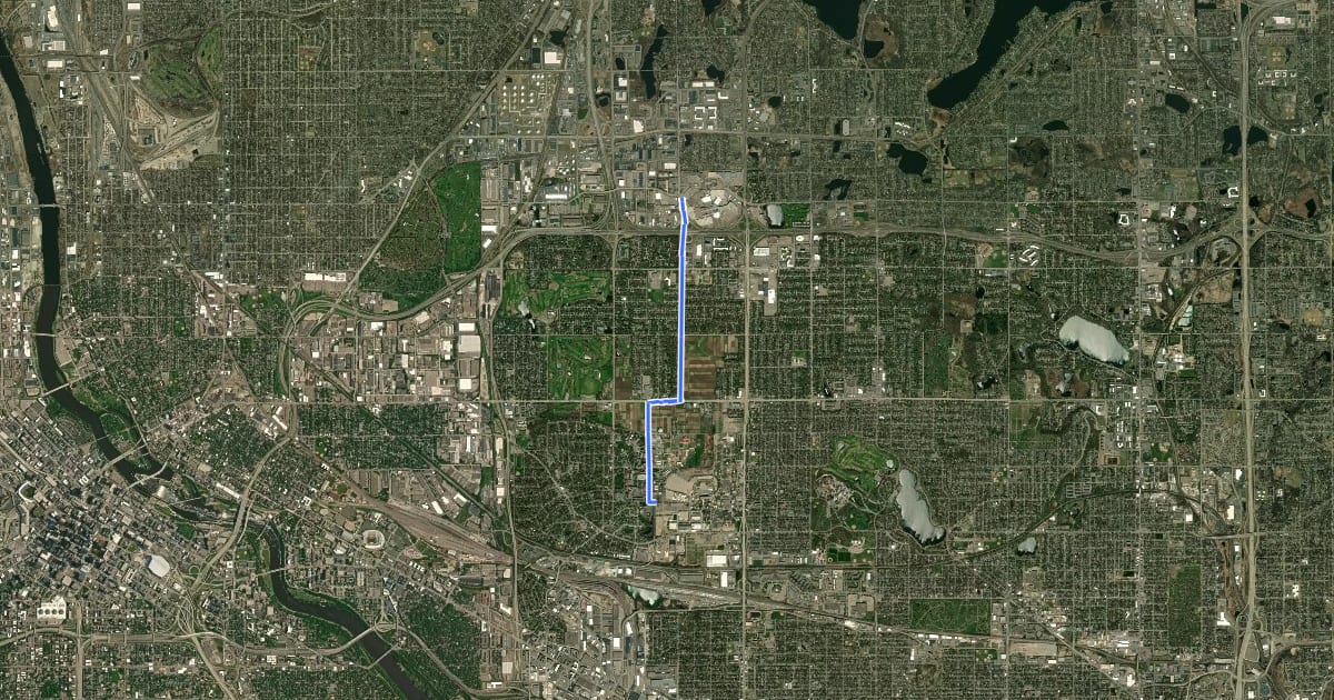 Маршрут Fairview Ave Bikeway на спутниковом снимке