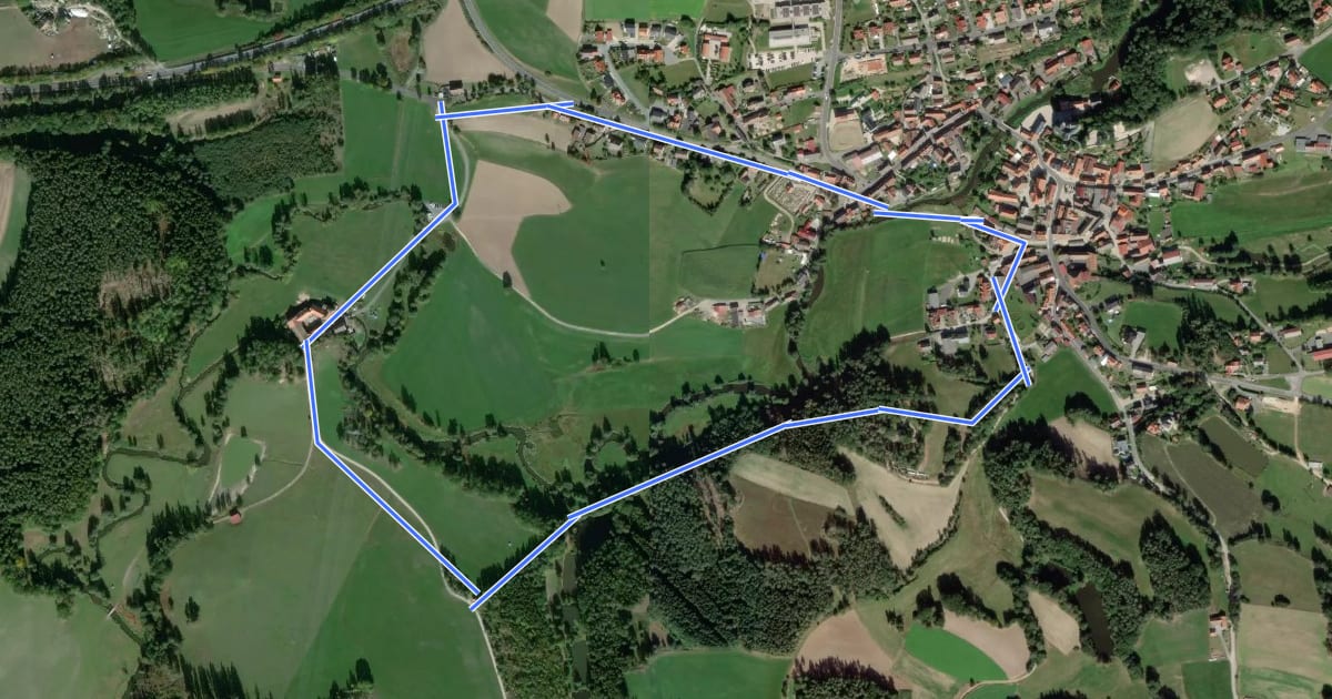 Маршрут Falkenberg Rundwanderweg 1 на спутниковом снимке