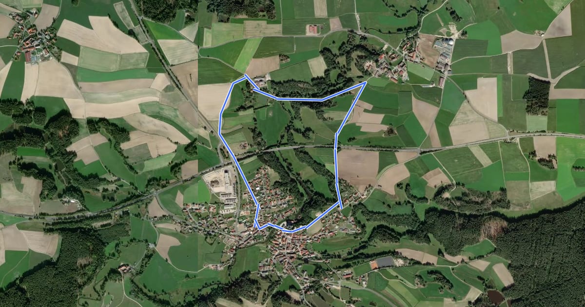 Маршрут Falkenberg Rundwanderweg 2 на спутниковом снимке