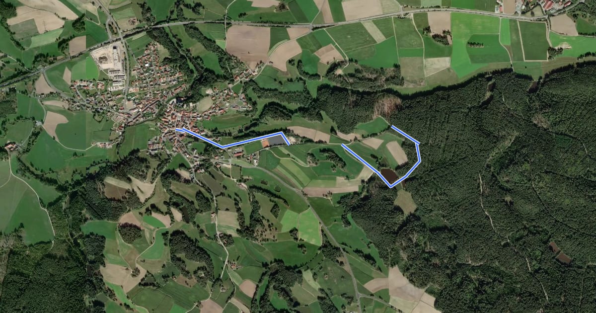 Маршрут Falkenberg Rundwanderweg 3 на спутниковом снимке