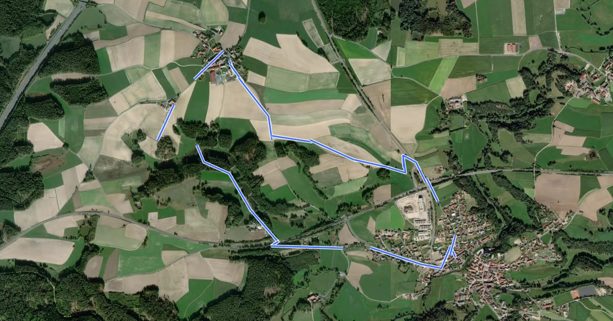 Маршрут Falkenberg Rundwanderweg 4 на спутниковом снимке