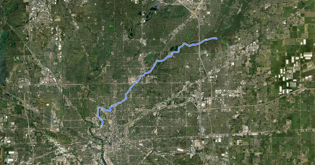 Маршрут Fall Creek Trail на спутниковом снимке