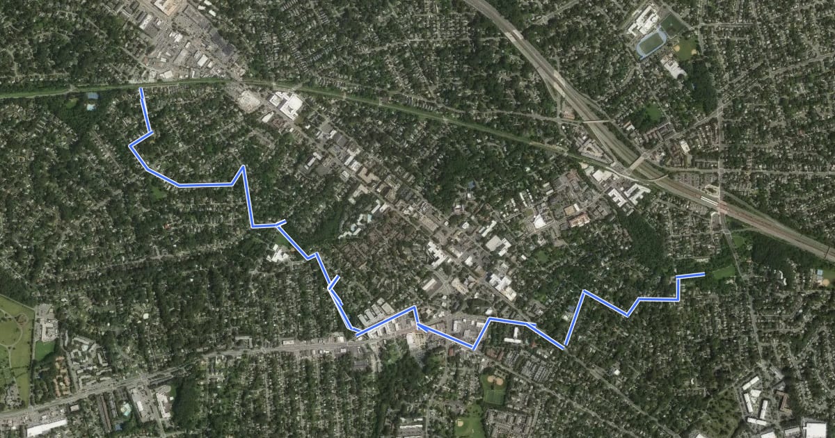 Маршрут Falls Church City Green Loop на спутниковом снимке