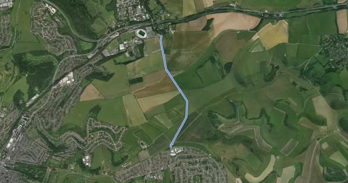 Маршрут Falmer to Woodingdean Link Route на спутниковом снимке