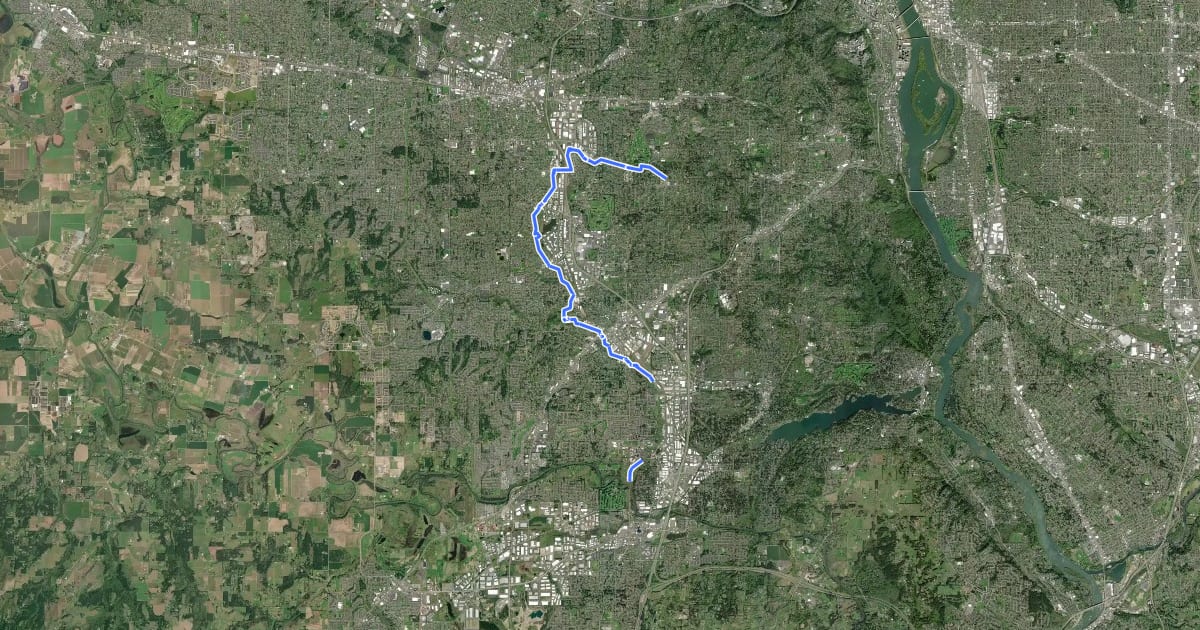 Маршрут Fanno Creek Trail на спутниковом снимке
