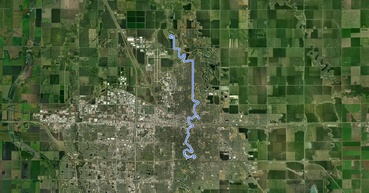 Маршрут Fargo River Trail на спутниковом снимке