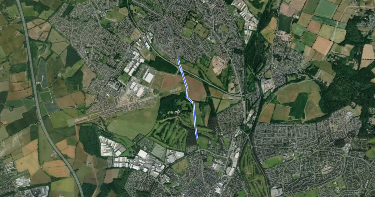 Маршрут Farleys Lane bridleway на спутниковом снимке