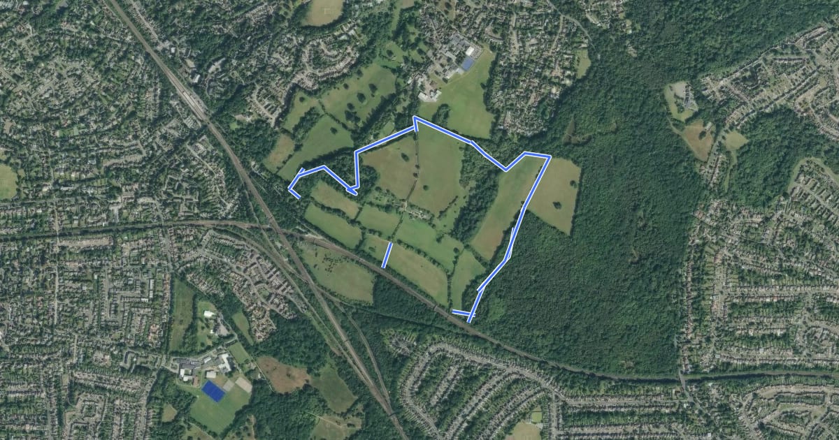 Маршрут Farm Walk, Hawkwood/PettsWood на спутниковом снимке