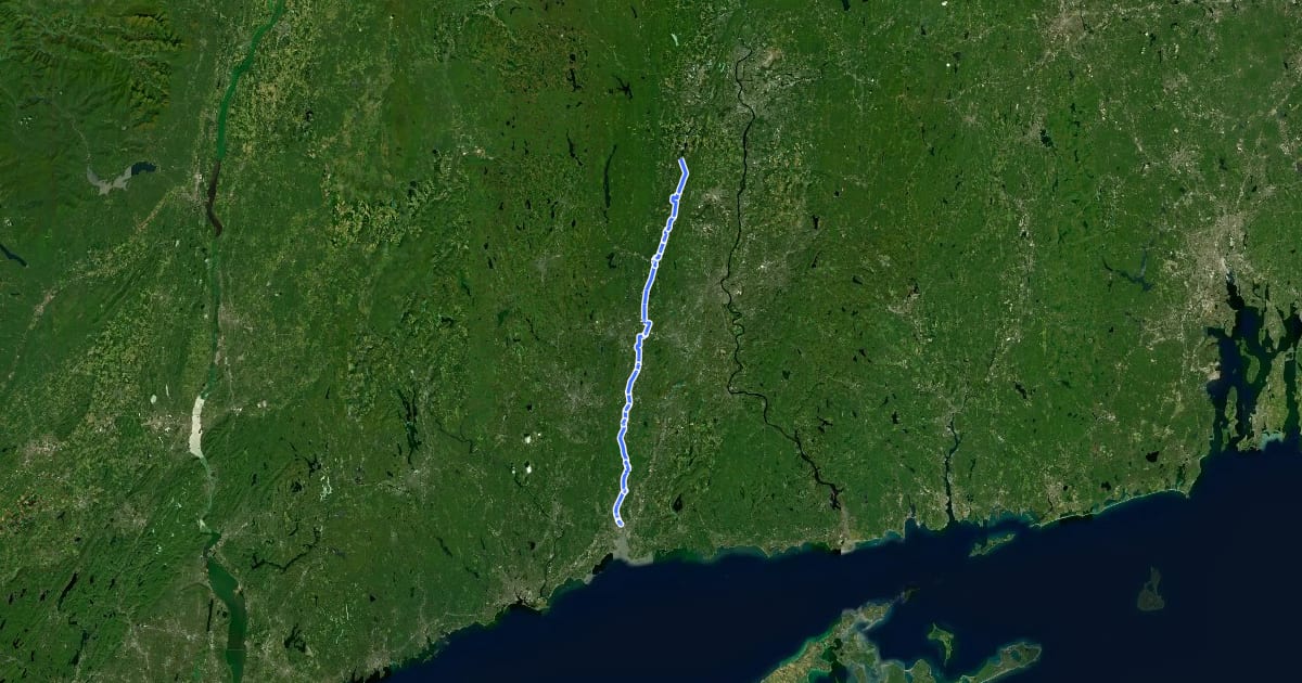 Маршрут Farmington Canal Heritage Trail на спутниковом снимке