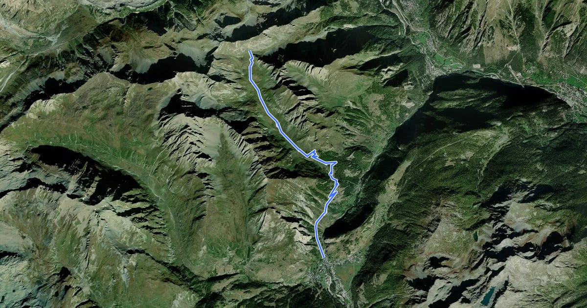 Маршрут Faubourg - Col d'Arp (Pré-Saint-Didier) Vallone di Youla на спутниковом снимке