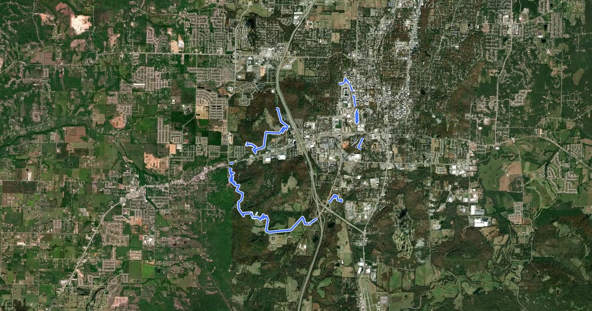 Маршрут Fayetteville Traverse на спутниковом снимке