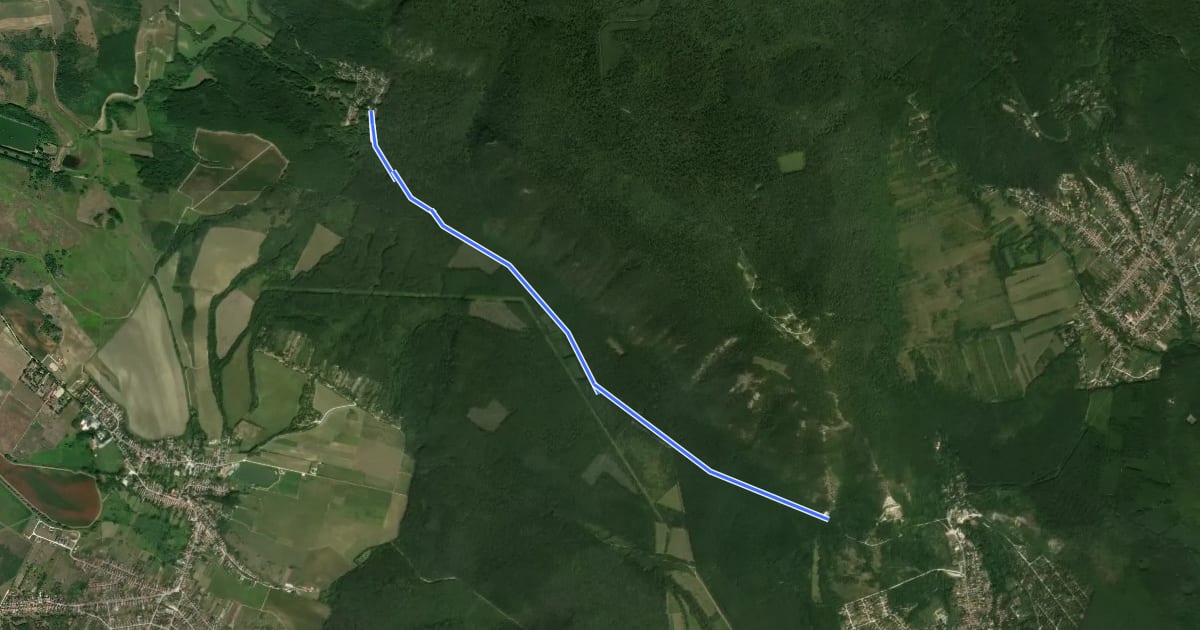 Маршрут fekete lovasút (Pilisszántó – Klastrompuszta) на спутниковом снимке
