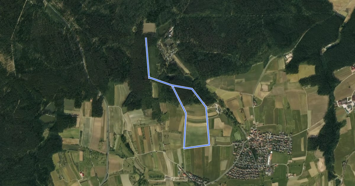 Маршрут Feld- und Wasserweg на спутниковом снимке