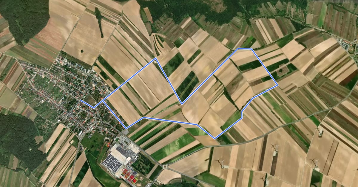 Маршрут Feldhasenmarsch (Rundwanderweg) на спутниковом снимке