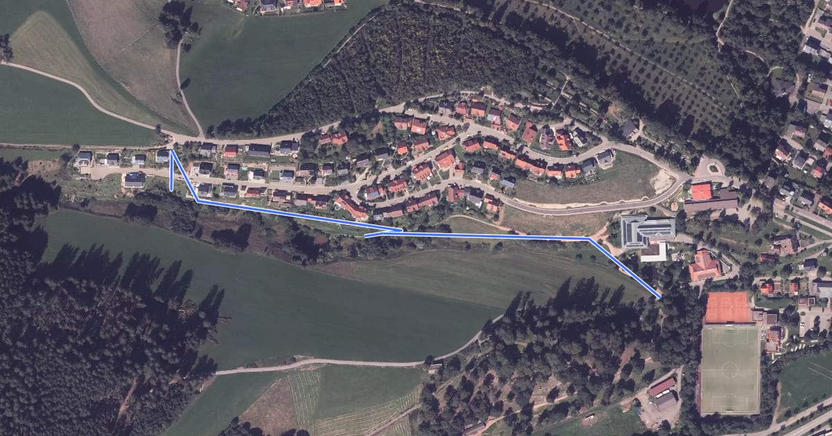 Маршрут Feldkreuz Hart - Unterkirnach Tannis Dusche на спутниковом снимке