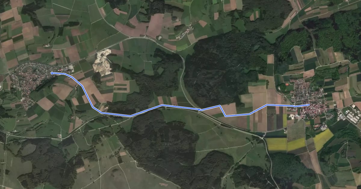 Маршрут Feldstetten - Zainingen на спутниковом снимке