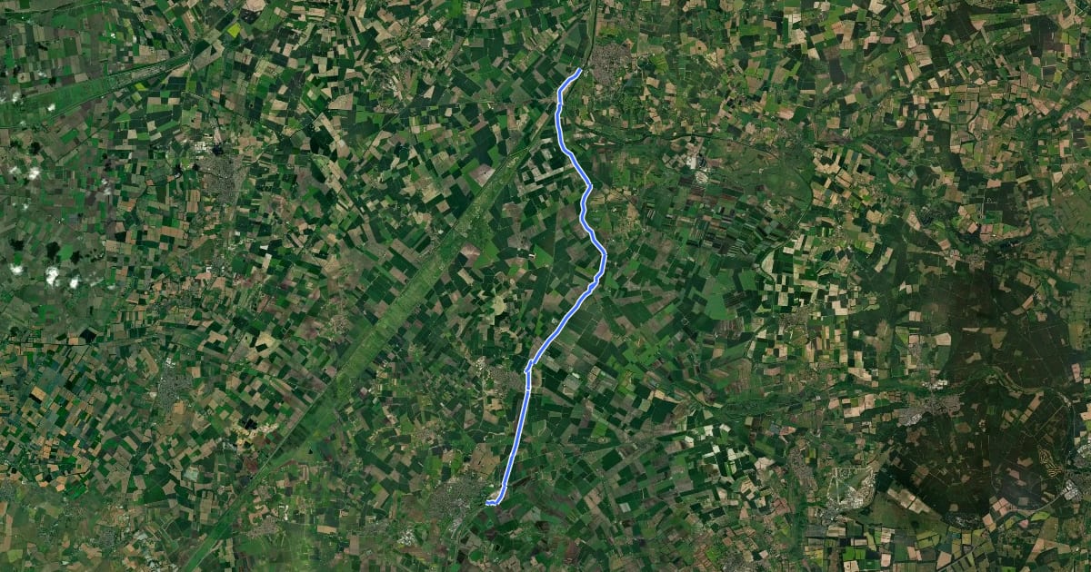 Маршрут Fen Rivers Way (Ely to King's Lynn) на спутниковом снимке