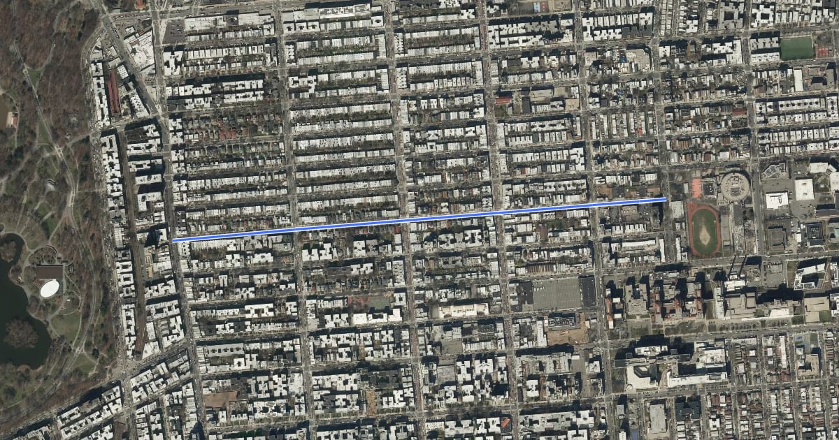 Маршрут Fenimore Street на спутниковом снимке
