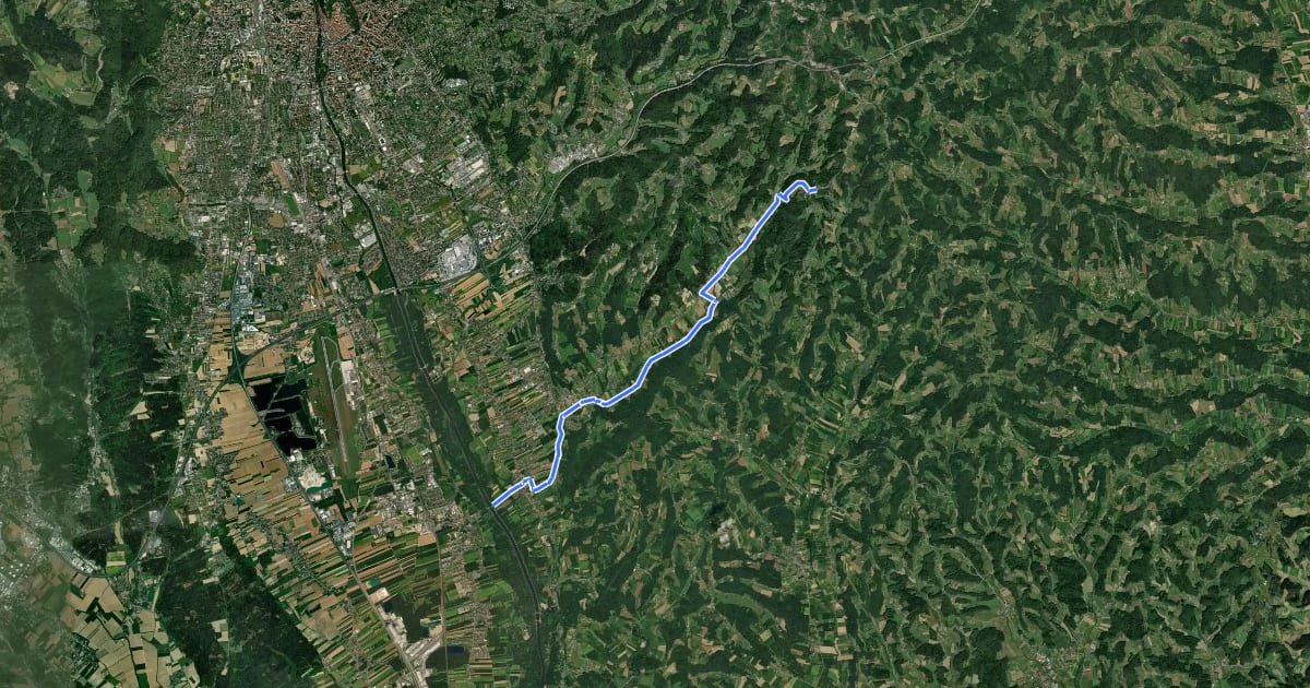 Маршрут Ferbersbachradweg на спутниковом снимке