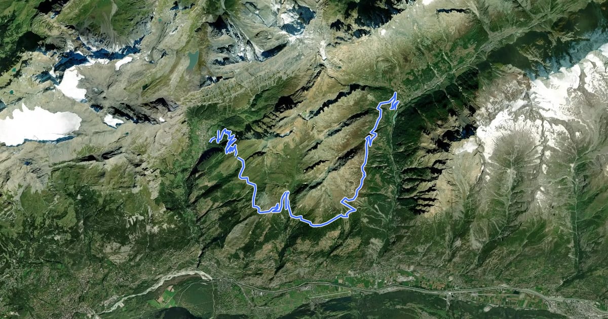 Маршрут Ferden-Leukerbad на спутниковом снимке