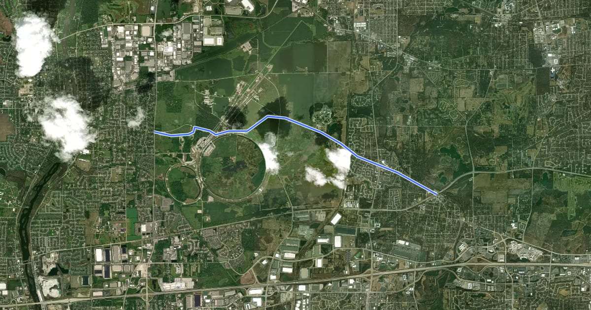 Маршрут Fermilab Trail на спутниковом снимке