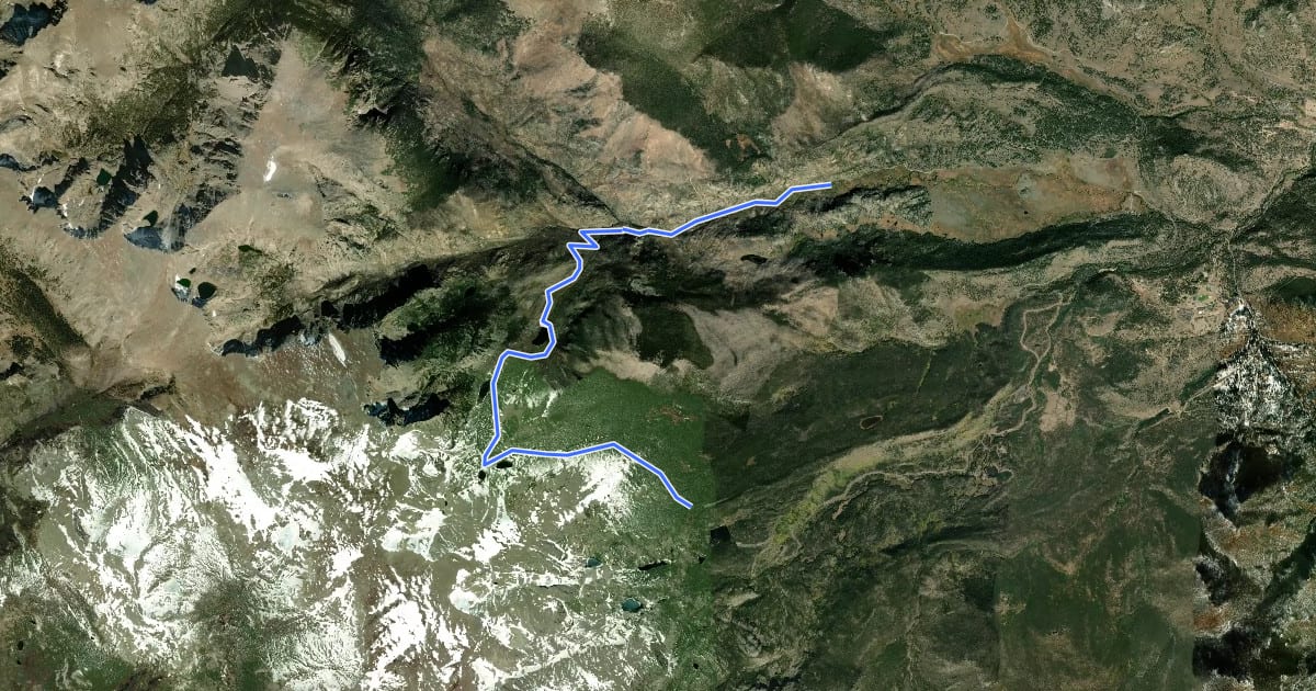 Маршрут Fern Lake Trail на спутниковом снимке