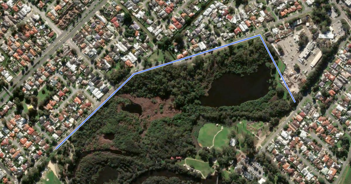 Маршрут Fern Road Shared Path на спутниковом снимке