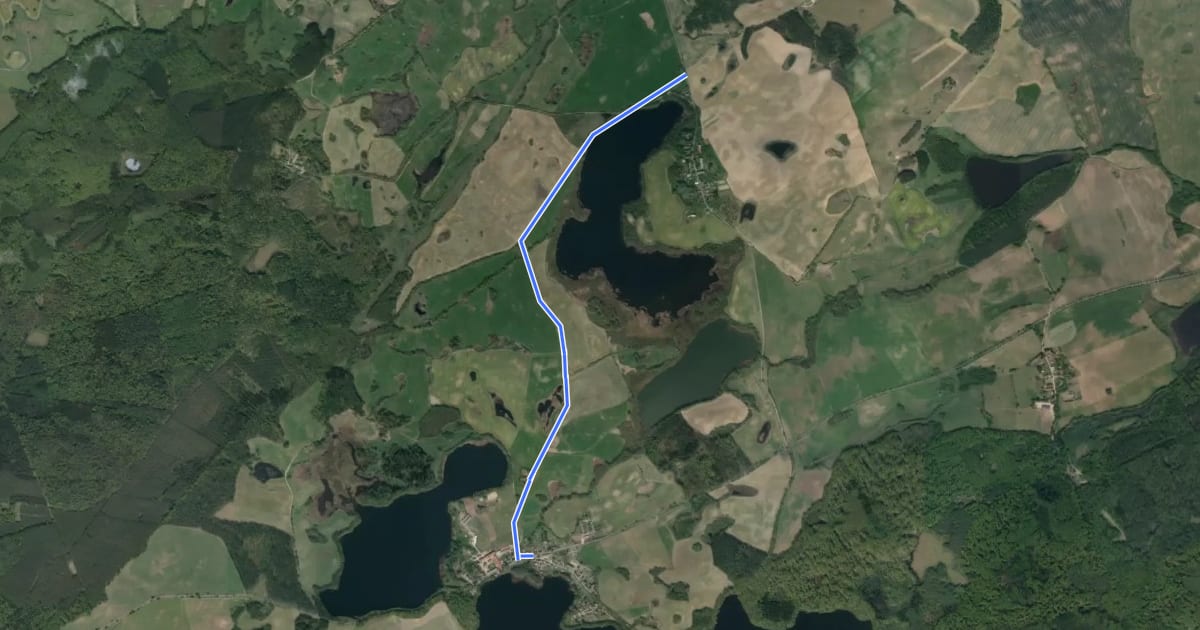 Маршрут Ferneitweg Berlin - Usedom, Abschnitt Uckermark westlich Sabinensee на спутниковом снимке