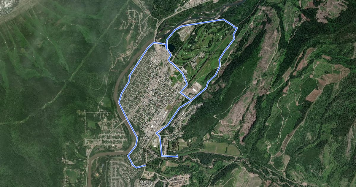 Маршрут Fernie Town Loop на спутниковом снимке