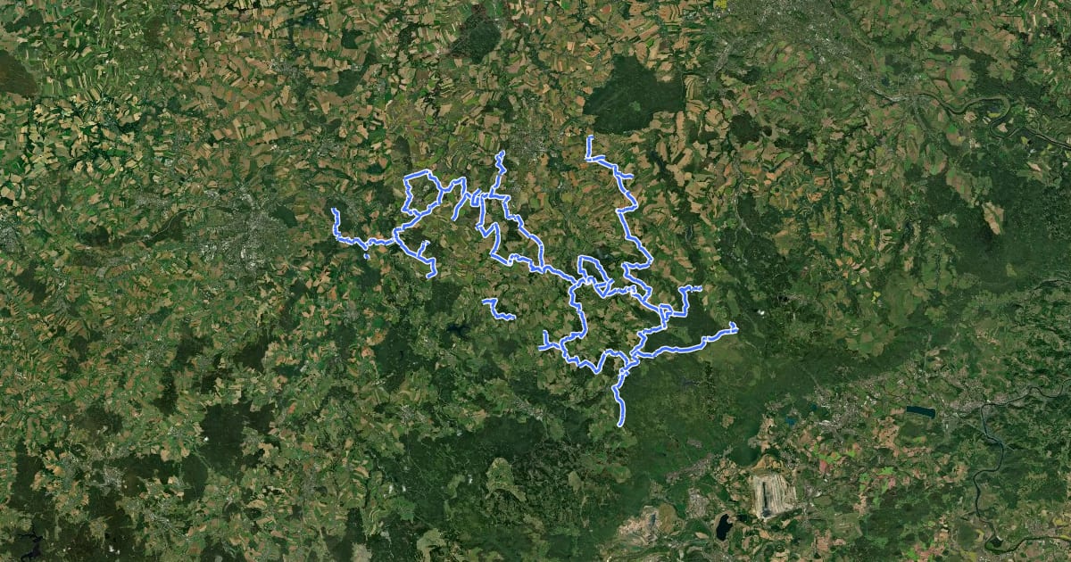 Маршрут Fernreitroute Mittelsachsen на спутниковом снимке