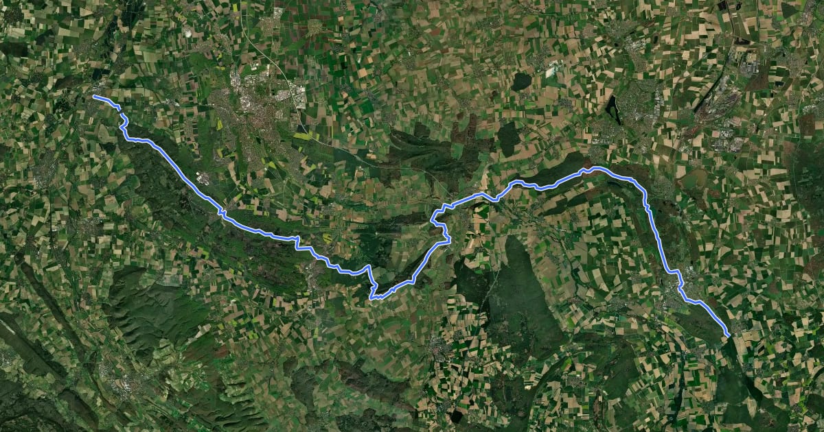 Маршрут Fernwanderweg Calenberg-Harz на спутниковом снимке