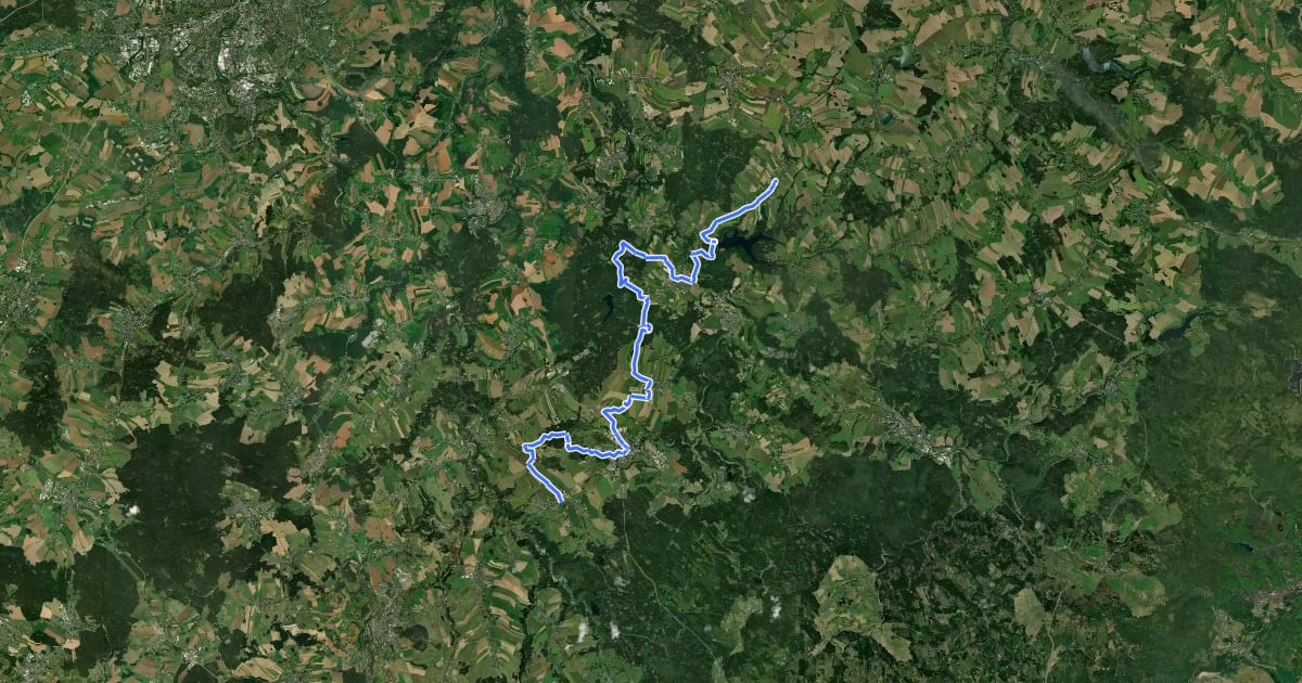 Маршрут Fernwanderweg Görlitz – Greiz (Teil: Lippersdorf – Grossrückerswalde) на спутниковом снимке