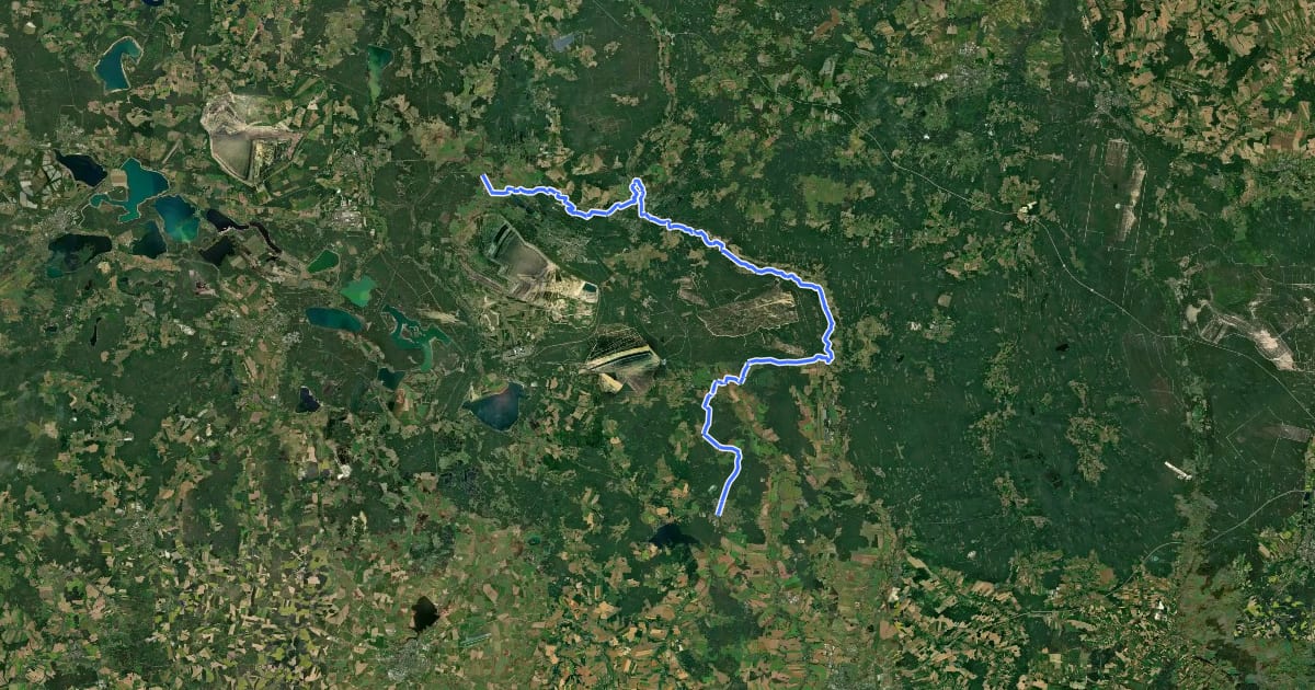 Маршрут Fernwanderweg Ostsee–Saaletalsperren (Abschnitt Schleife – Niesky) на спутниковом снимке