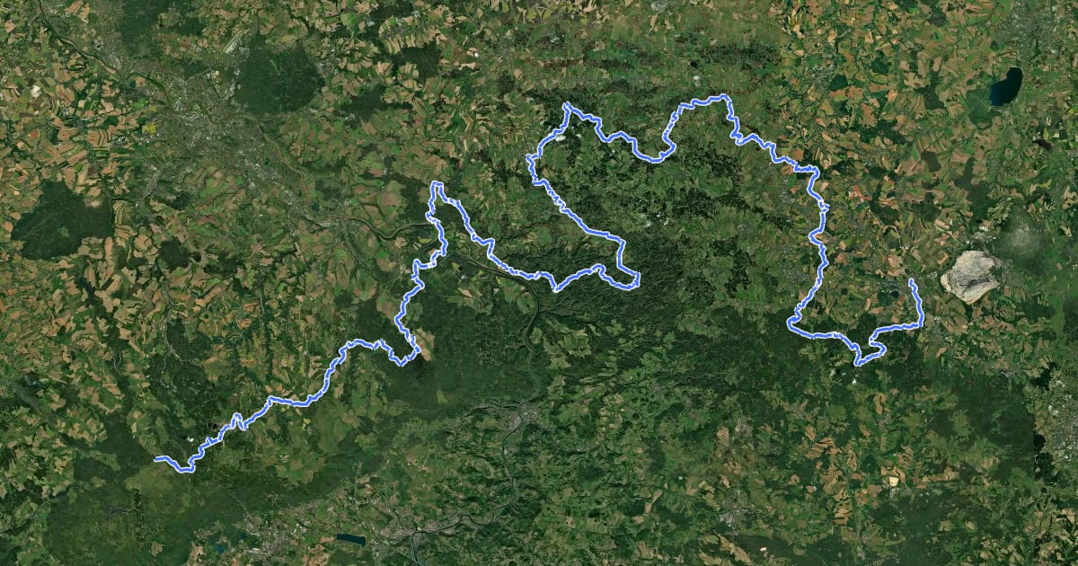 Маршрут Fernwanderweg Zittau – Wernigerode (Sachsen Ost) на спутниковом снимке
