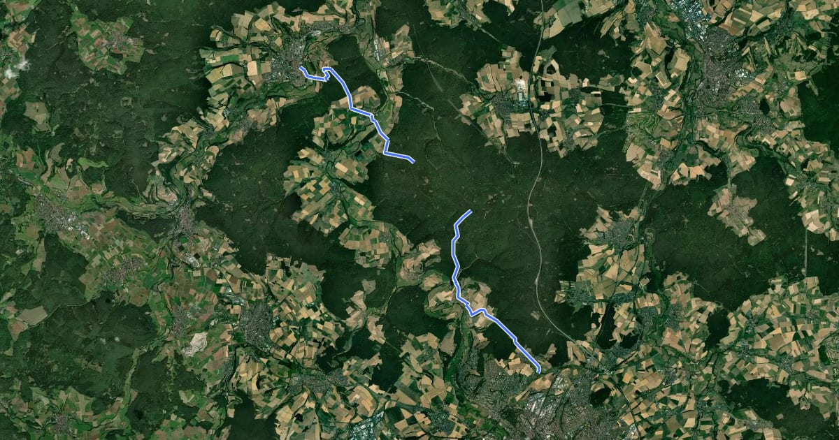 Маршрут Fernweg Fulda - Schlitz на спутниковом снимке